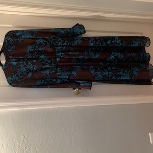 Chocolate + Teal Floral Dress (Modest Length)